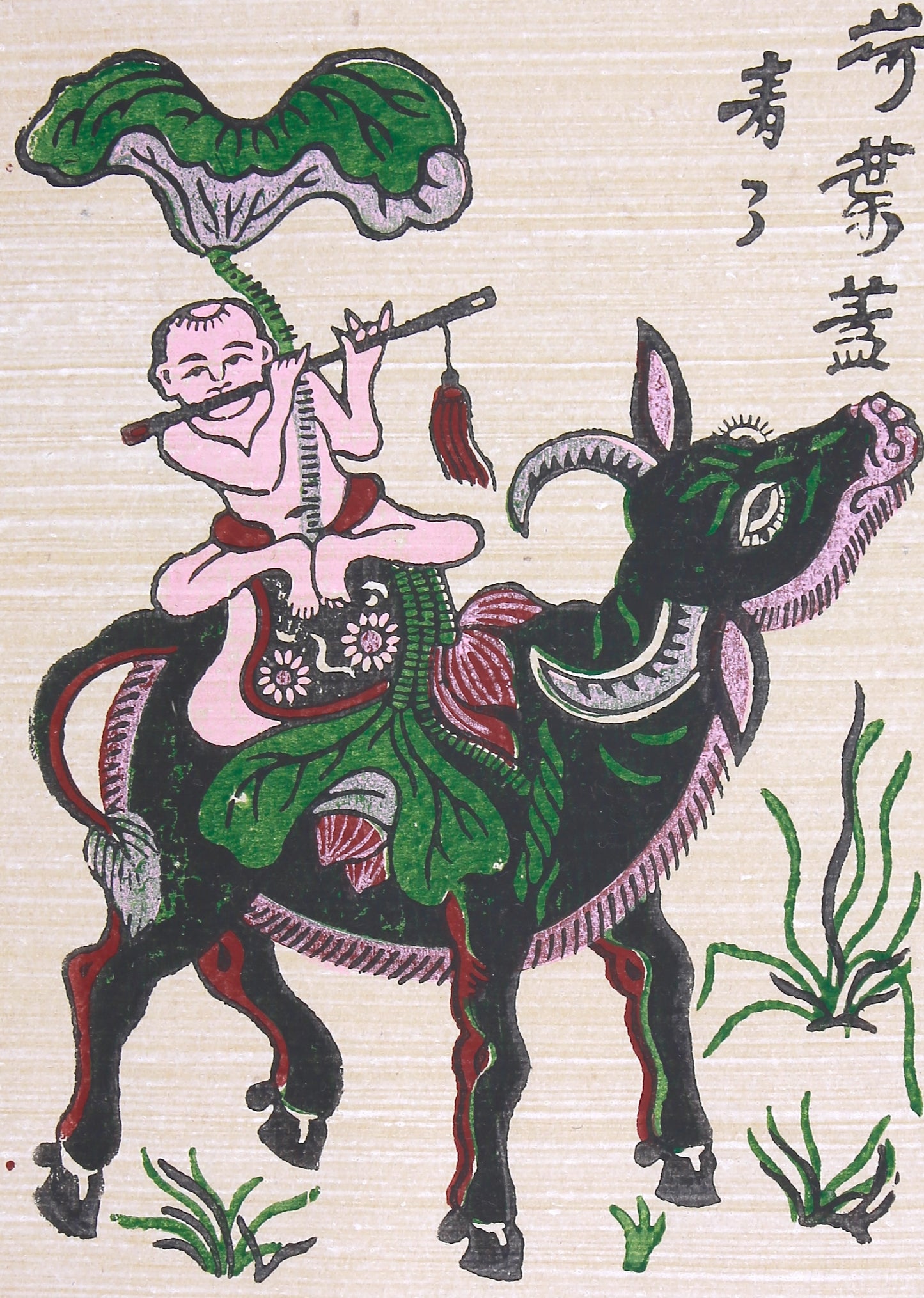 Peinture folklorique vietnamienne Đông Hồ – « Mục Đồng Thổi Sáo » (L'Enfant Gardien de Buffle)