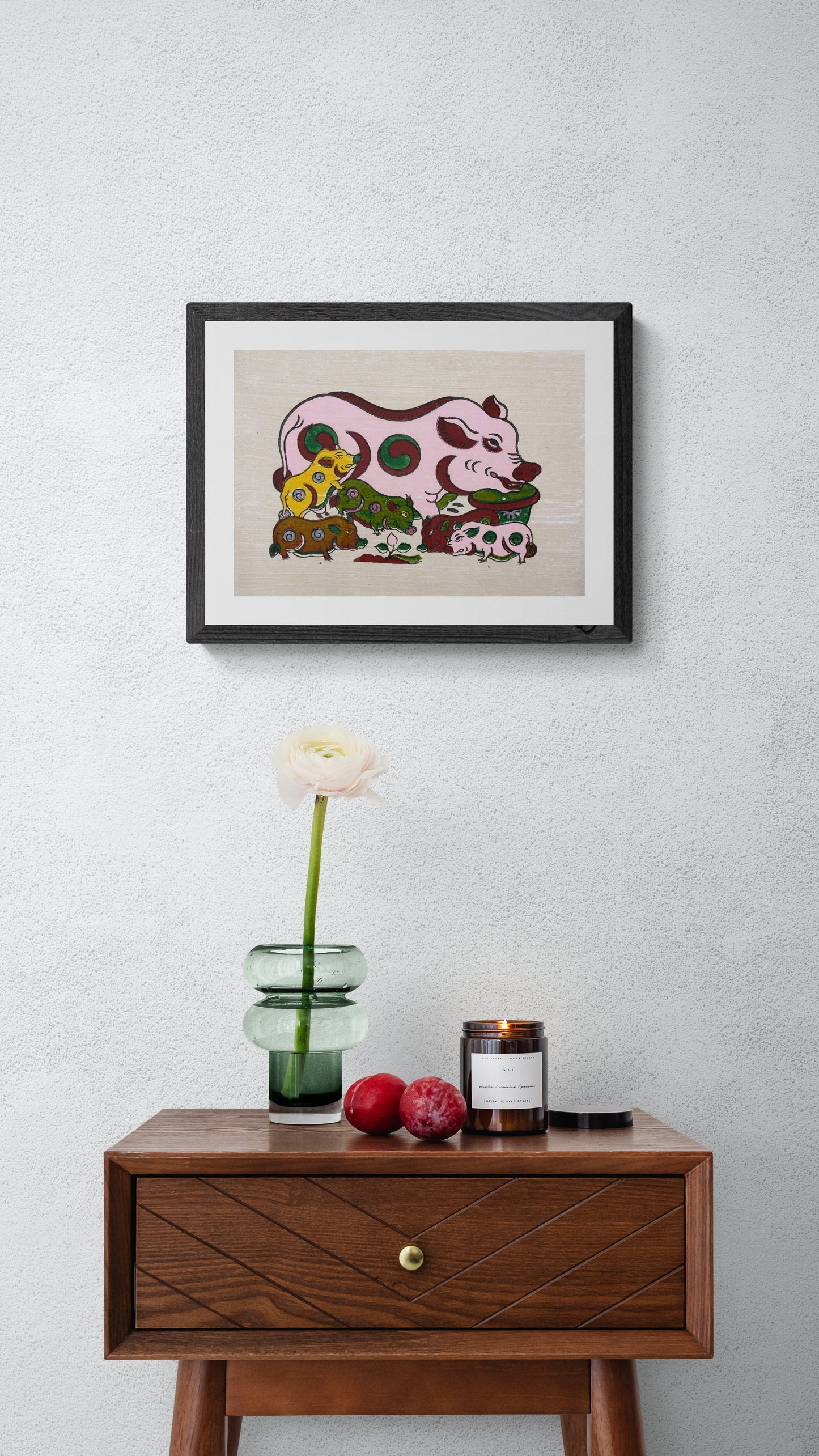 Peinture folklorique vietnamienne Đông Hồ – « Đàn Lợn Âm Dương » (La Truie et ses Porcelets)